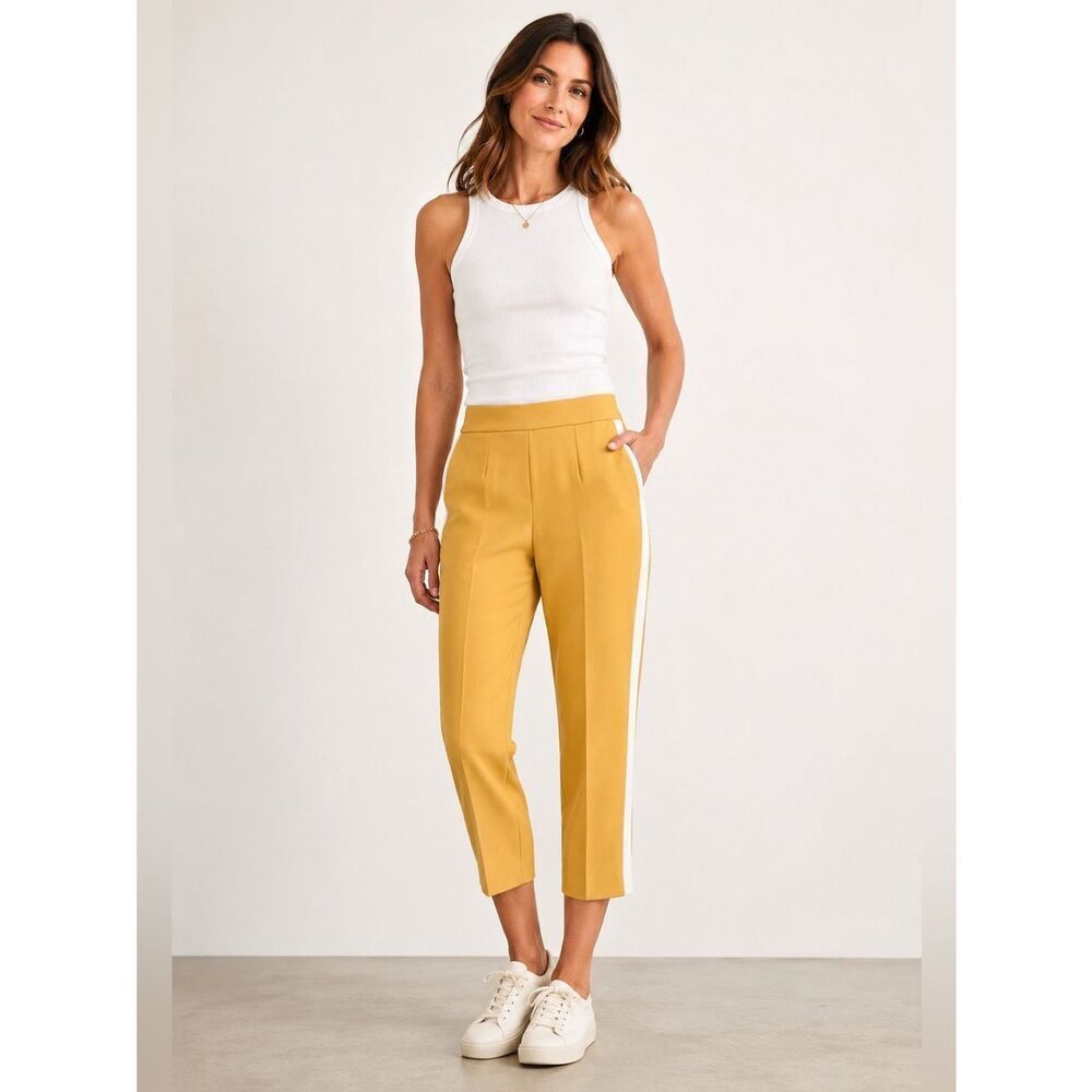 Aritzia Babaton Conan Terado Mustard Yellow Side Stripe Trouser